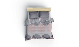 L'essentiel linge de maison Juego de funda de edredón Doble Ranforce - Gris/Rosa/Blanco